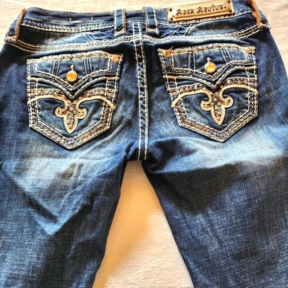 Rock Revival Embellished Straight Sz. 27 Blue Jeans - Picture 1 of 16
